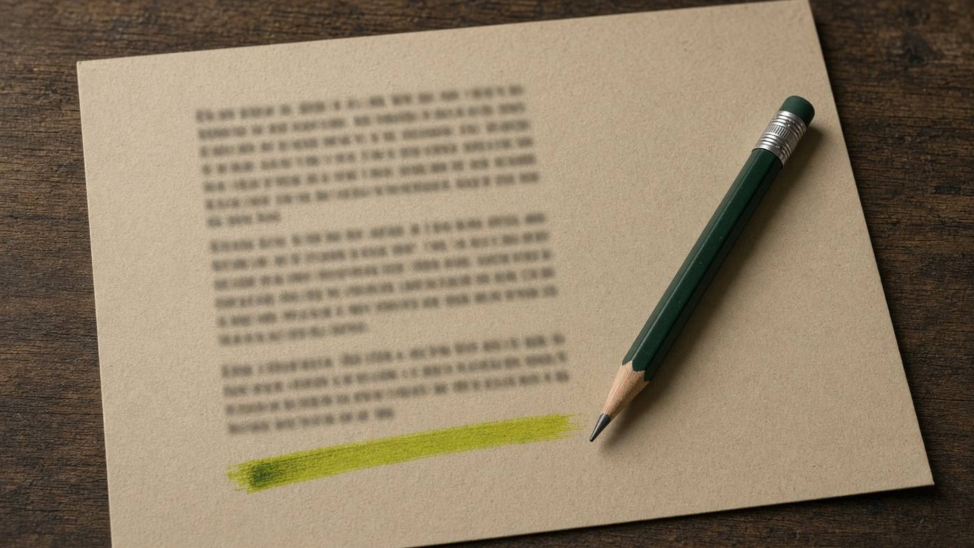 A typeset page and pencil on a desk, laid out for on-page SEO