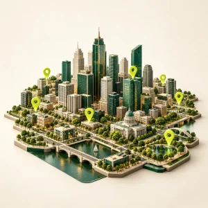 Local SEO: City coverage service illustration