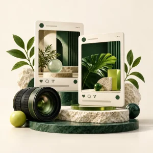 Social media marketing: Presence service illustration